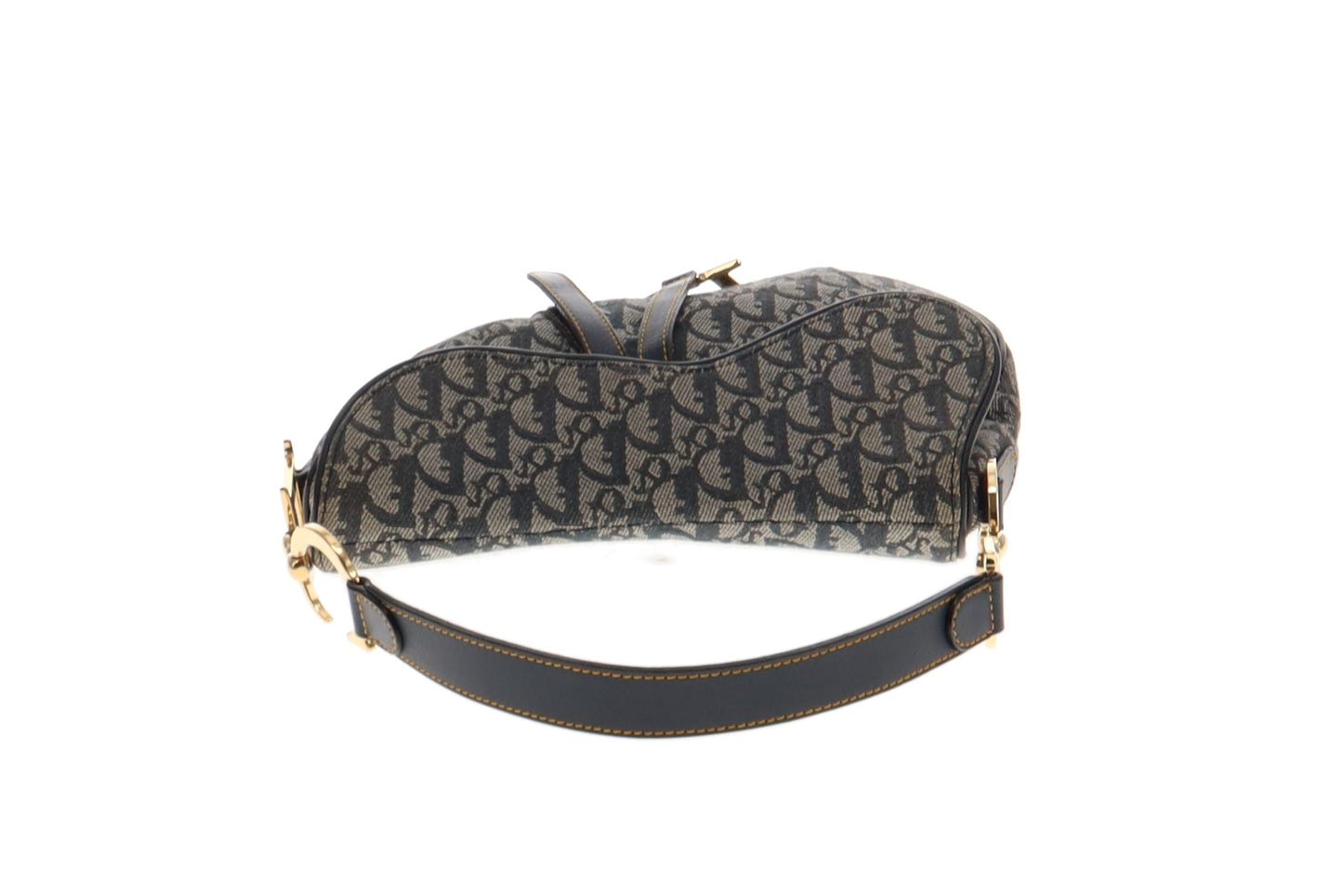 Dior Vintage Oblique Navy & Grey Saddle Bag