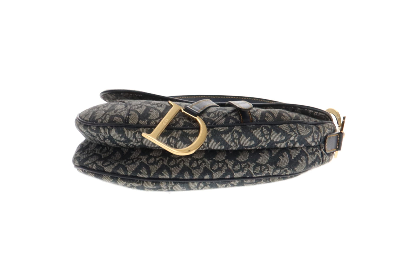 Dior Vintage Oblique Navy & Grey Saddle Bag
