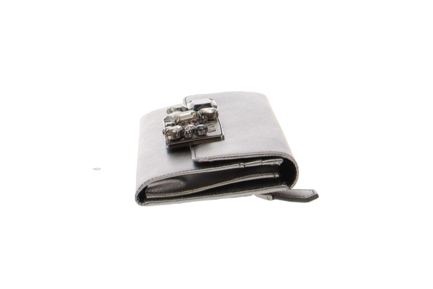 Prada Argento Saffiano Stones Long Flap Wallet