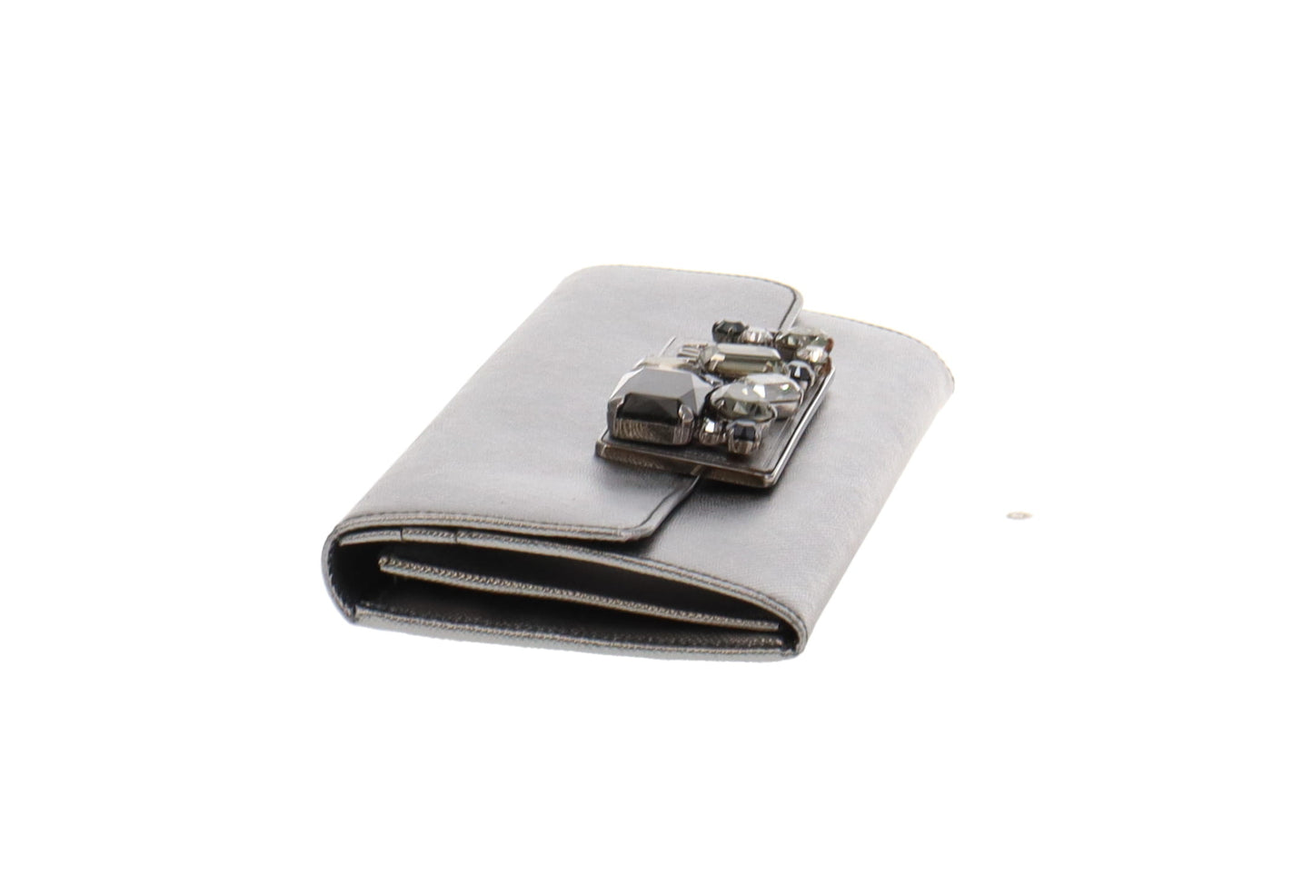 Prada Argento Saffiano Stones Long Flap Wallet