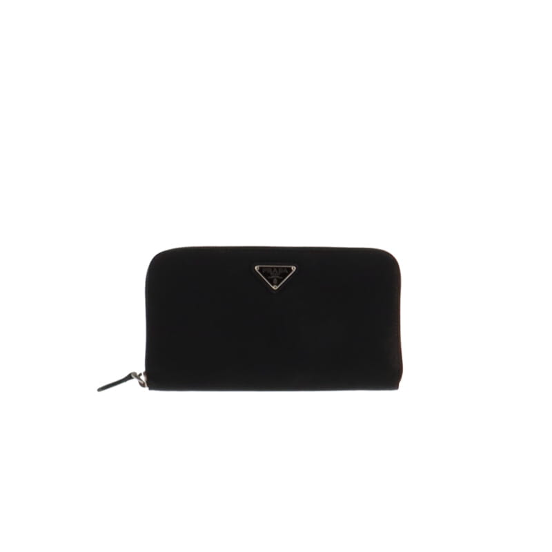 Prada Tessuto Black Long Zip Around Wallet
