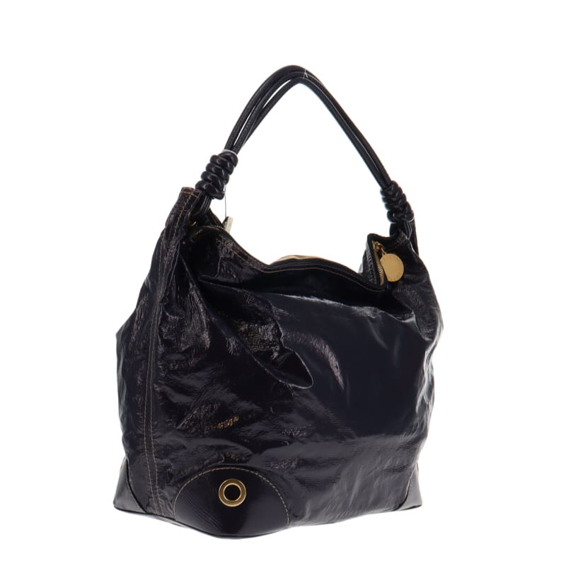 Stella McCartney Purple Dartmoor Crinkled Faux Patent Hobo Bag