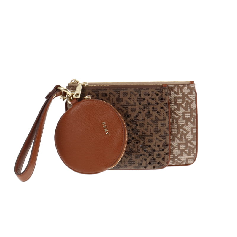 DKNY Triple Pouch Monogram & Leather