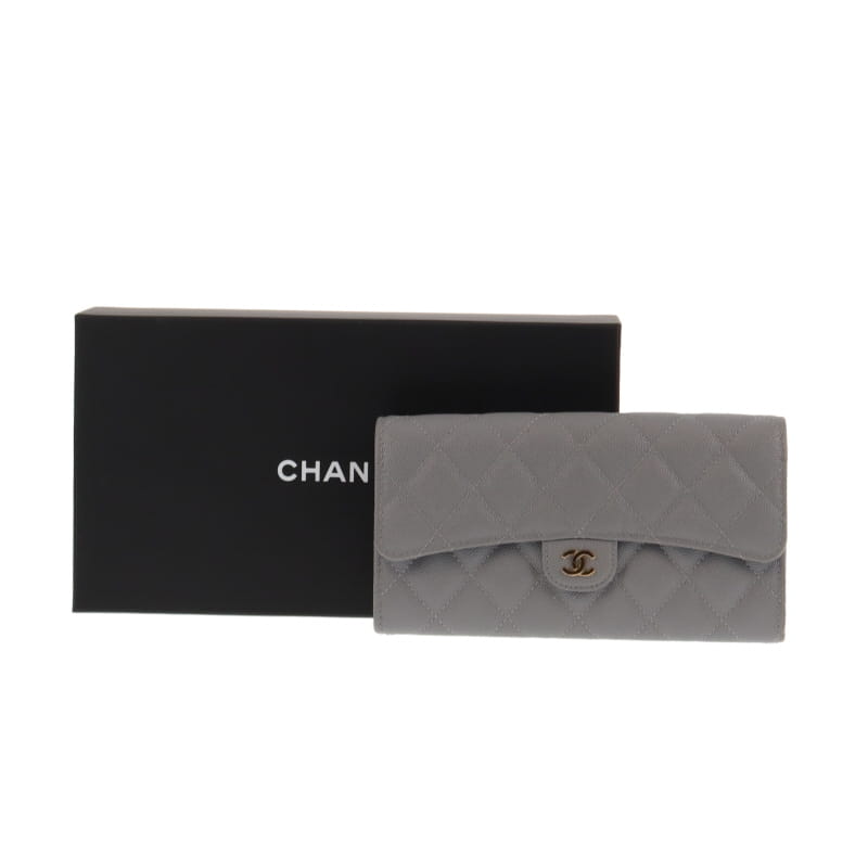 Chanel Classic Long Flap Wallet Caviar Black GHW