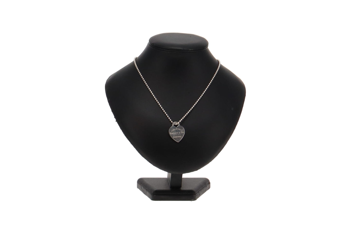 Tiffany & Co Sterling Silver RTT Large Heart Tag on 16inch Beaded Chain