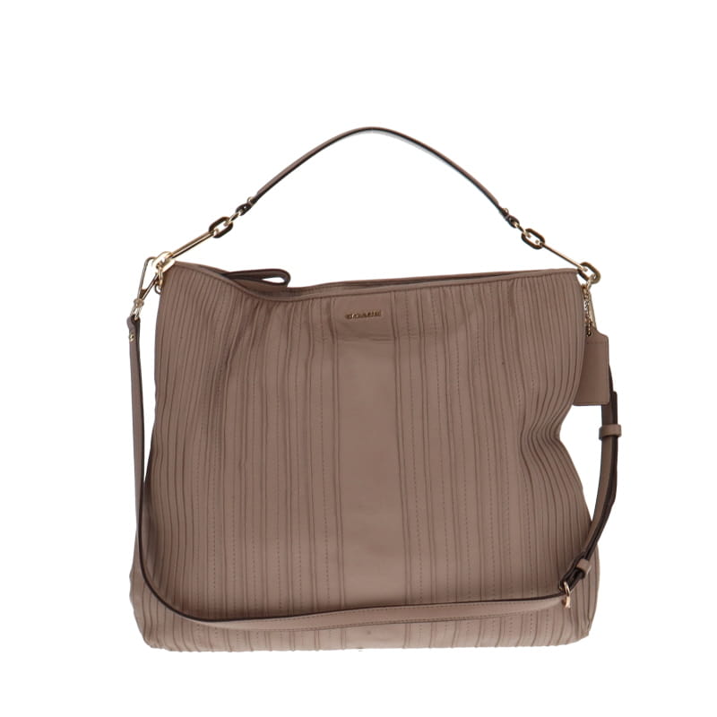 Coach Taupe Madison Pin Tuck Hobo