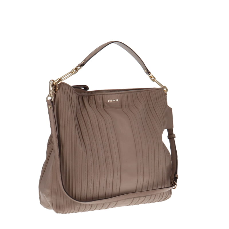 Coach Taupe Madison Pin Tuck Hobo