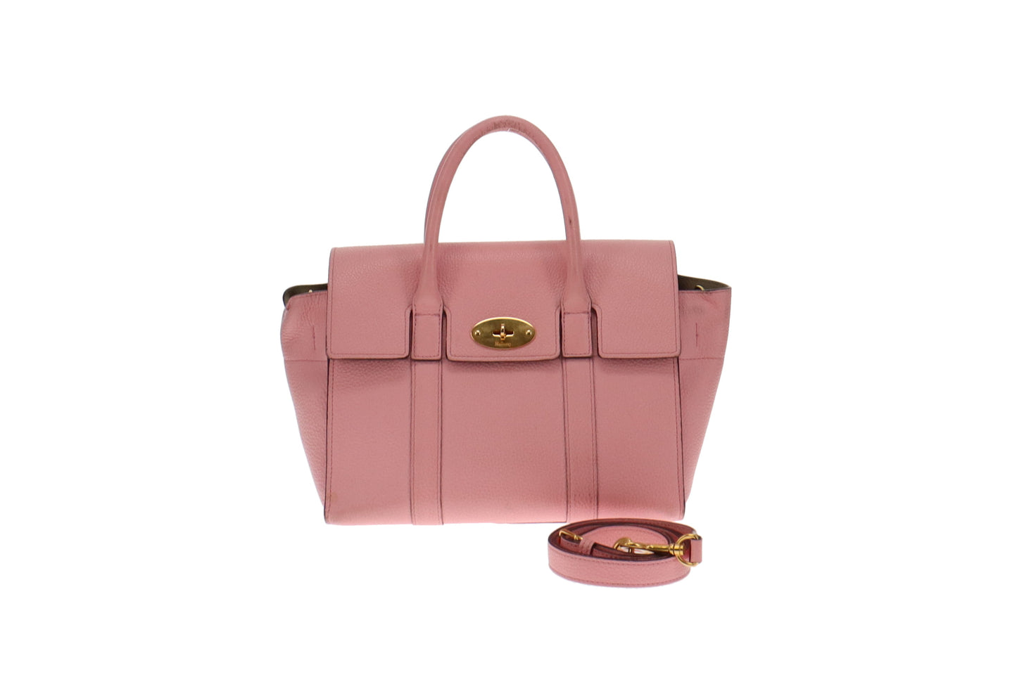 Mulberry Sorbet Pink Classic Grain Small Bayswater with Strap