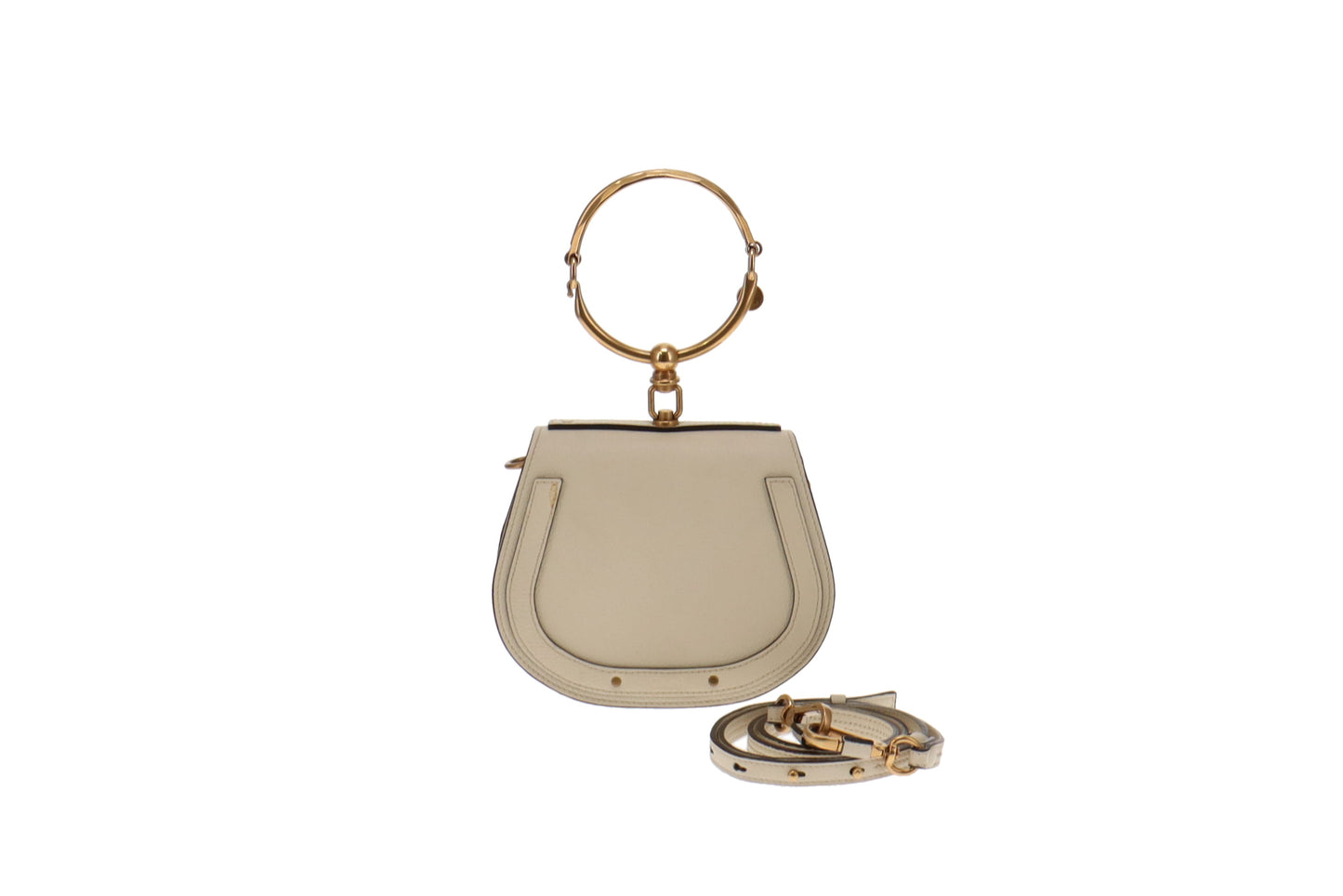 Chloe Cream Leather Small Nile Bracelet Bag