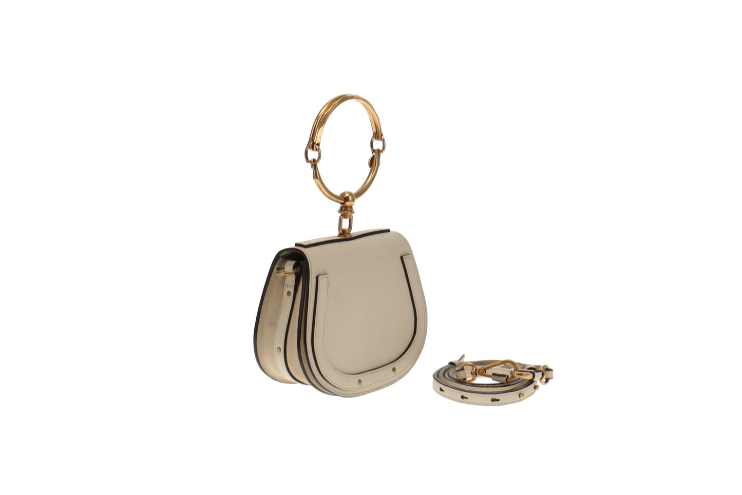 Chloe Cream Leather Small Nile Bracelet Bag