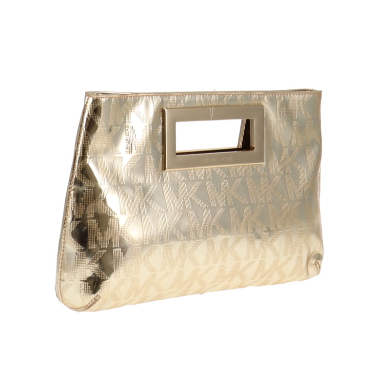 Michael Kors Gold Mirror Monogram Berkeley Clutch
