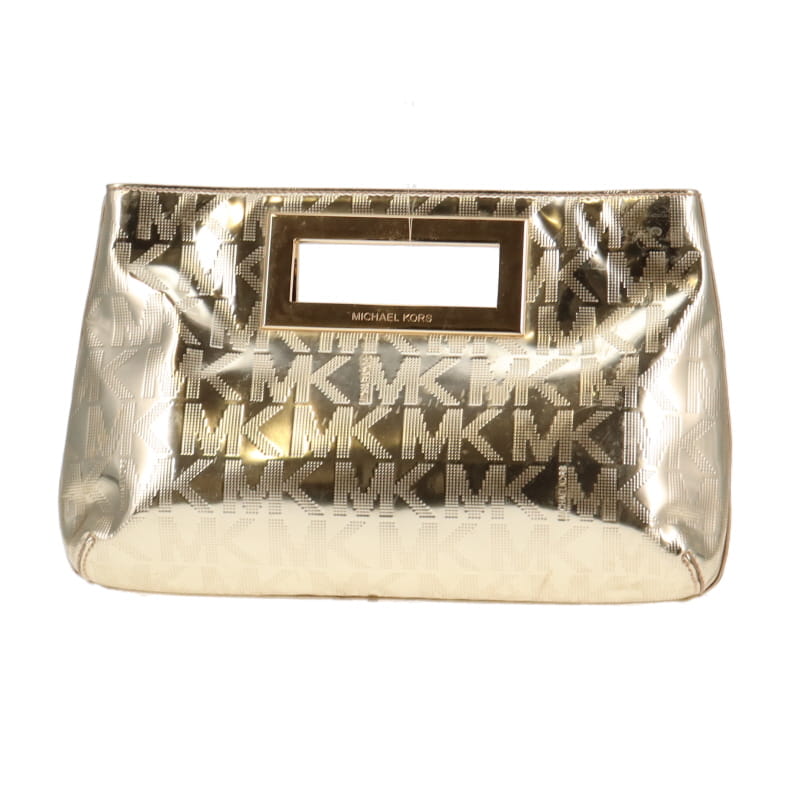 Michael Kors Gold Mirror Monogram Berkeley Clutch