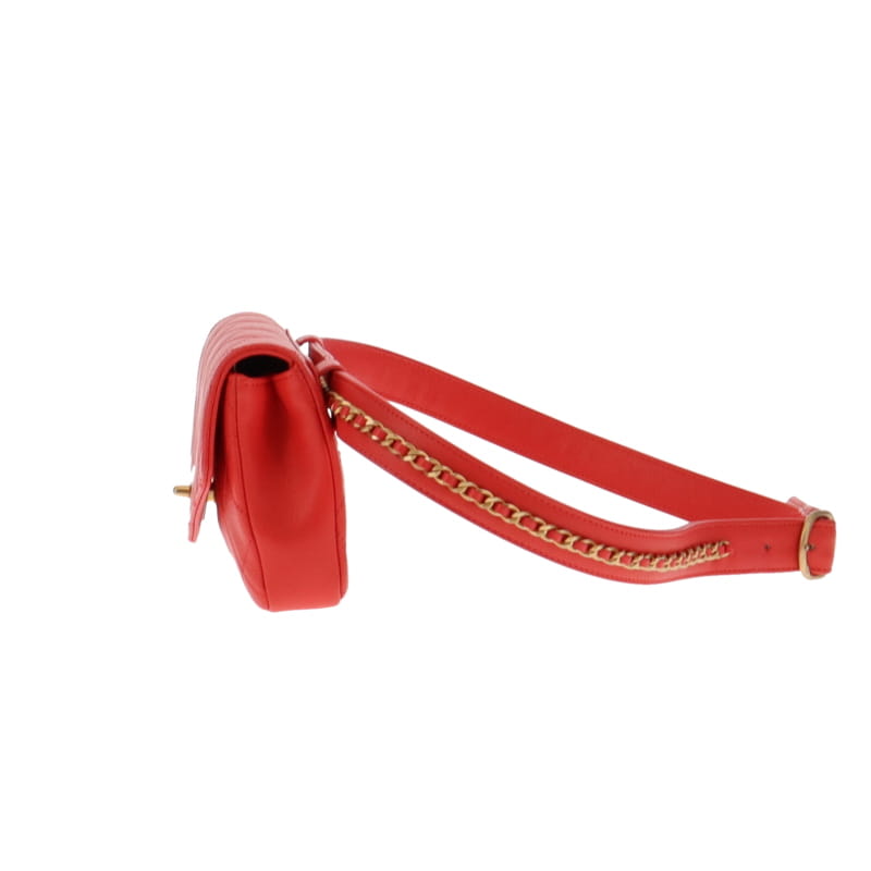 Chanel 2019 Envelope Flap Waist Bag Soft Red