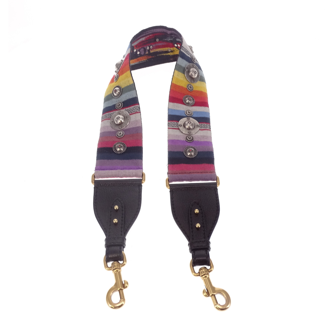 Dior Canvas Embroidered Studded Strap Multi Colour