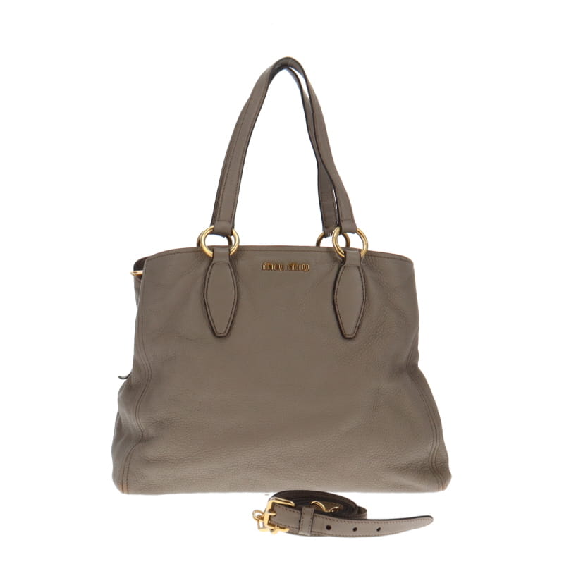 Miu Miu Off Grey Tote With Long Strap