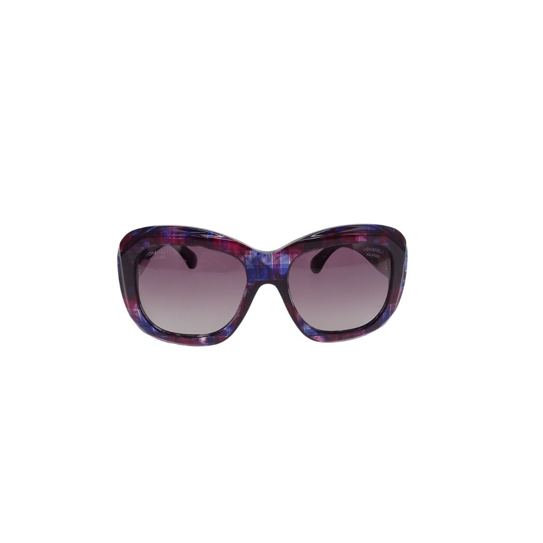 Chanel Tweed Effect Polarized Sunglasses Purple Hue – Exchange Ltd