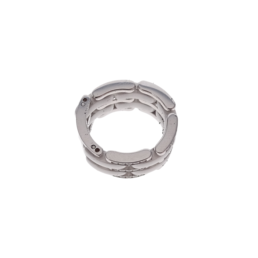 Chanel 18k White Gold, Ceramic and Diamond Large Flexible Ultra Ring (Size 51)