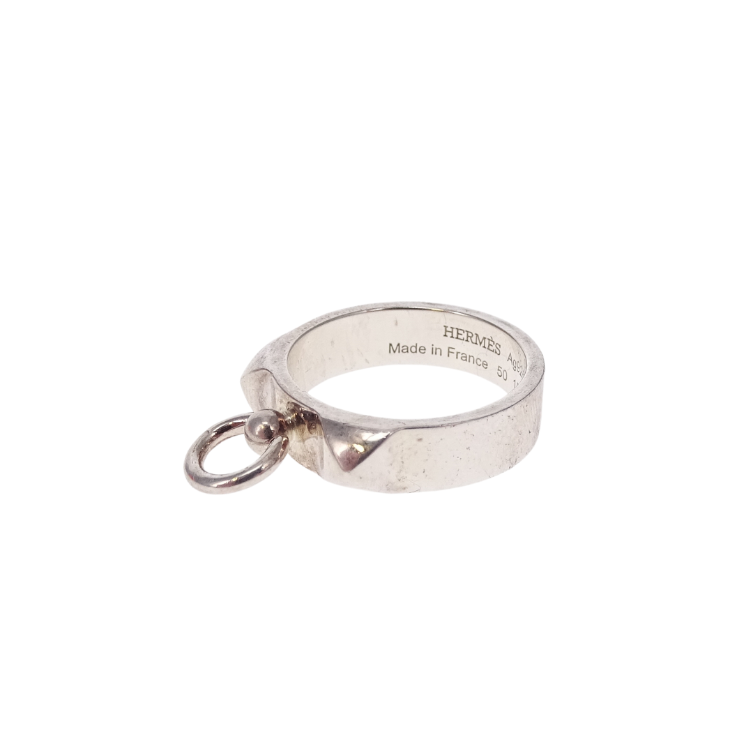 Hermes Sterling Silver Collier De Chien Ring (Size 50)