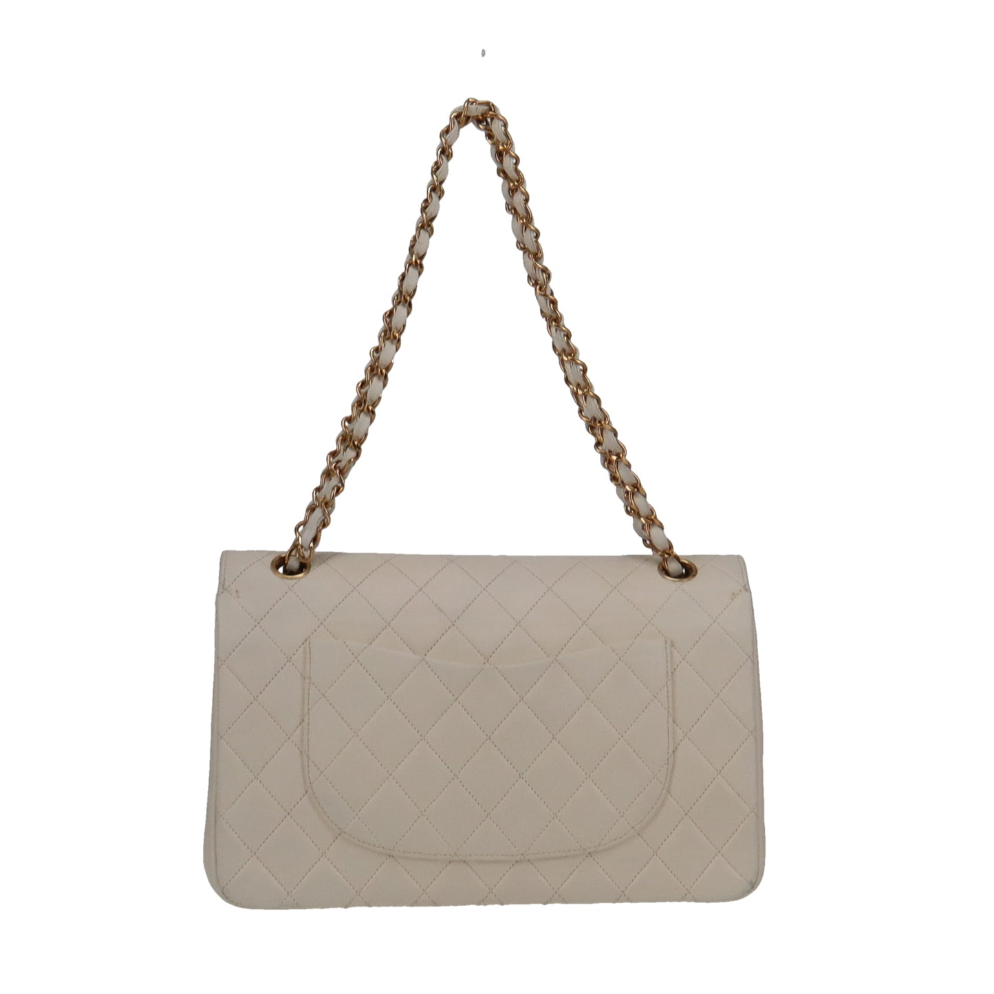Chanel Classic Vintage Flap White Lambskin 1986 1st Series Medium