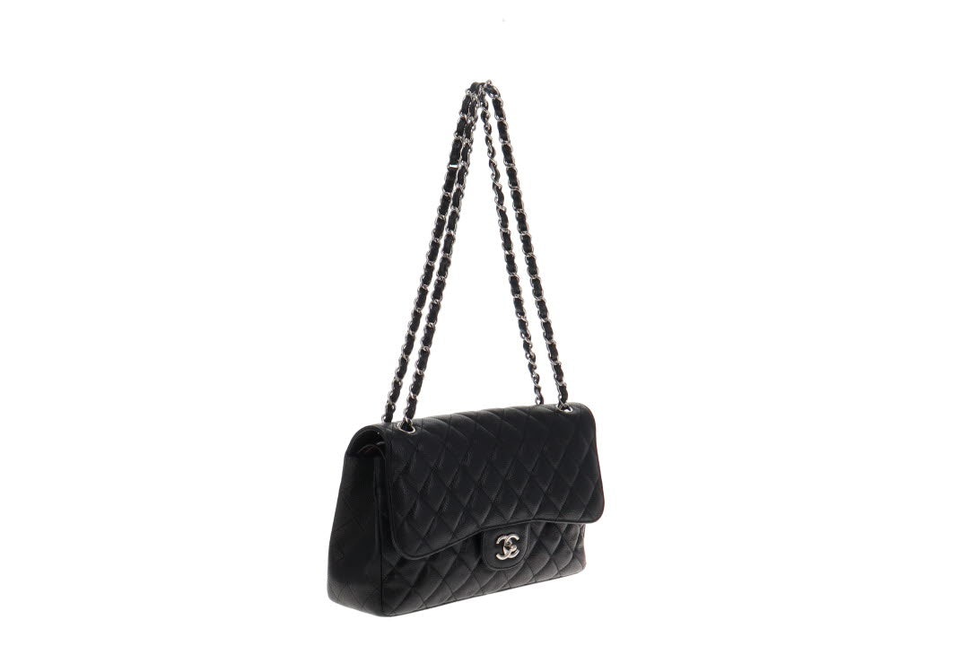 Chanel Black Caviar SHW Classic Jumbo Double Flap