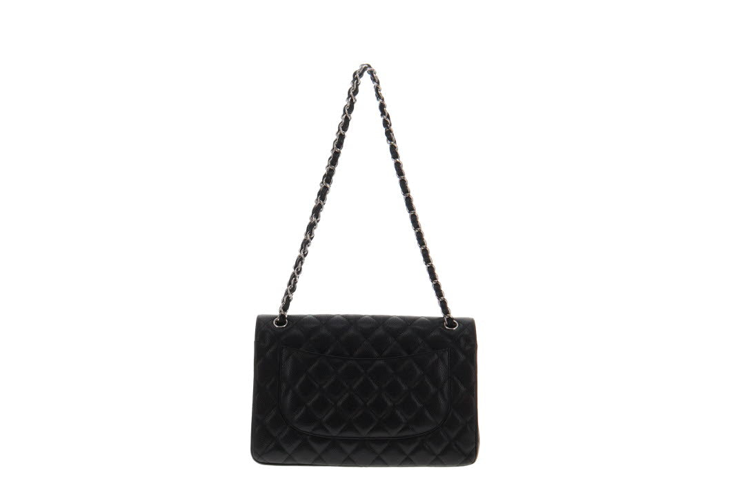 Chanel Black Caviar SHW Classic Jumbo Double Flap