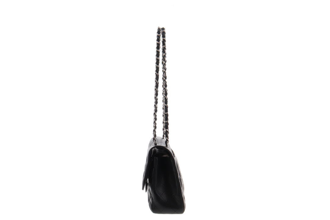 Chanel Black Caviar SHW Classic Jumbo Double Flap