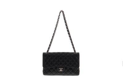 Chanel Black Caviar SHW Classic Jumbo Double Flap
