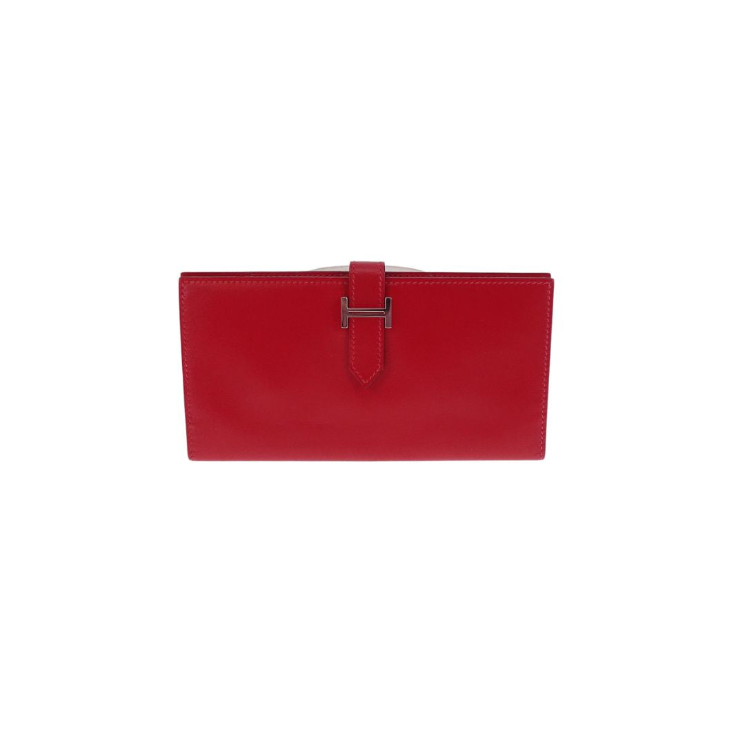 Hermes red leather wallet Clearance