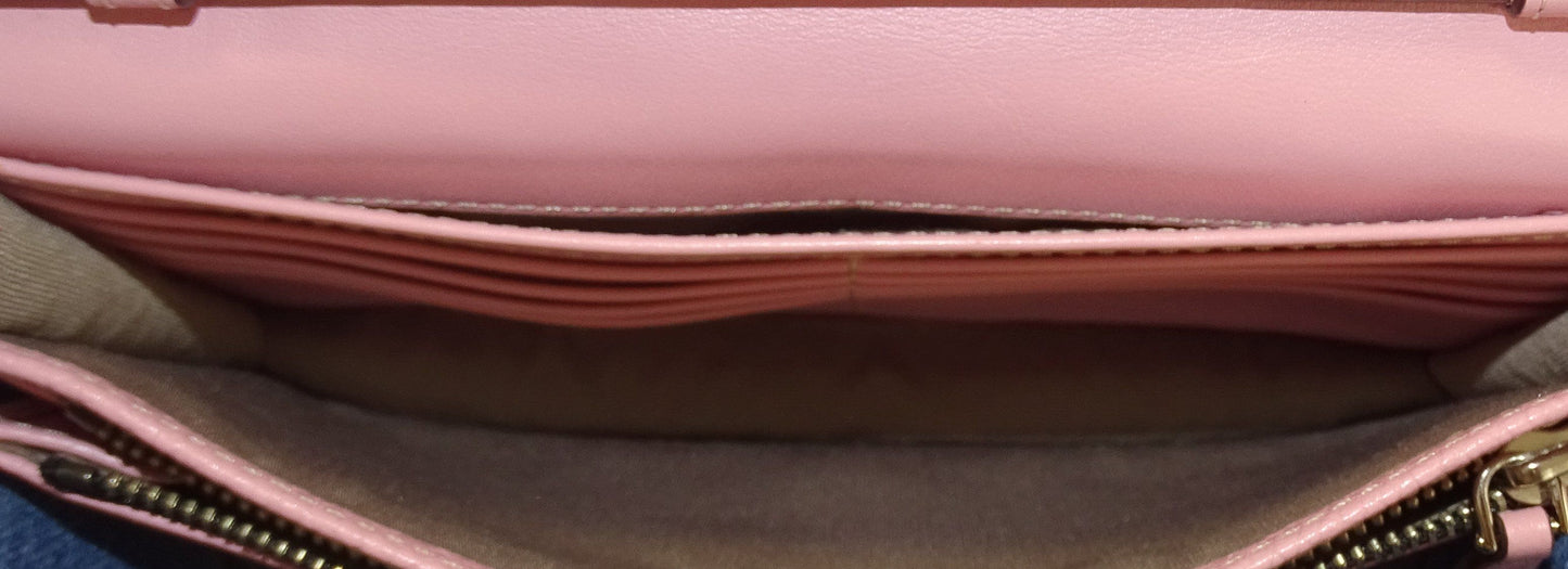 Marc Jacobs Gotham Pebbled Leather Soft Pink Wallet On Strap Bags Marc Jacobs
