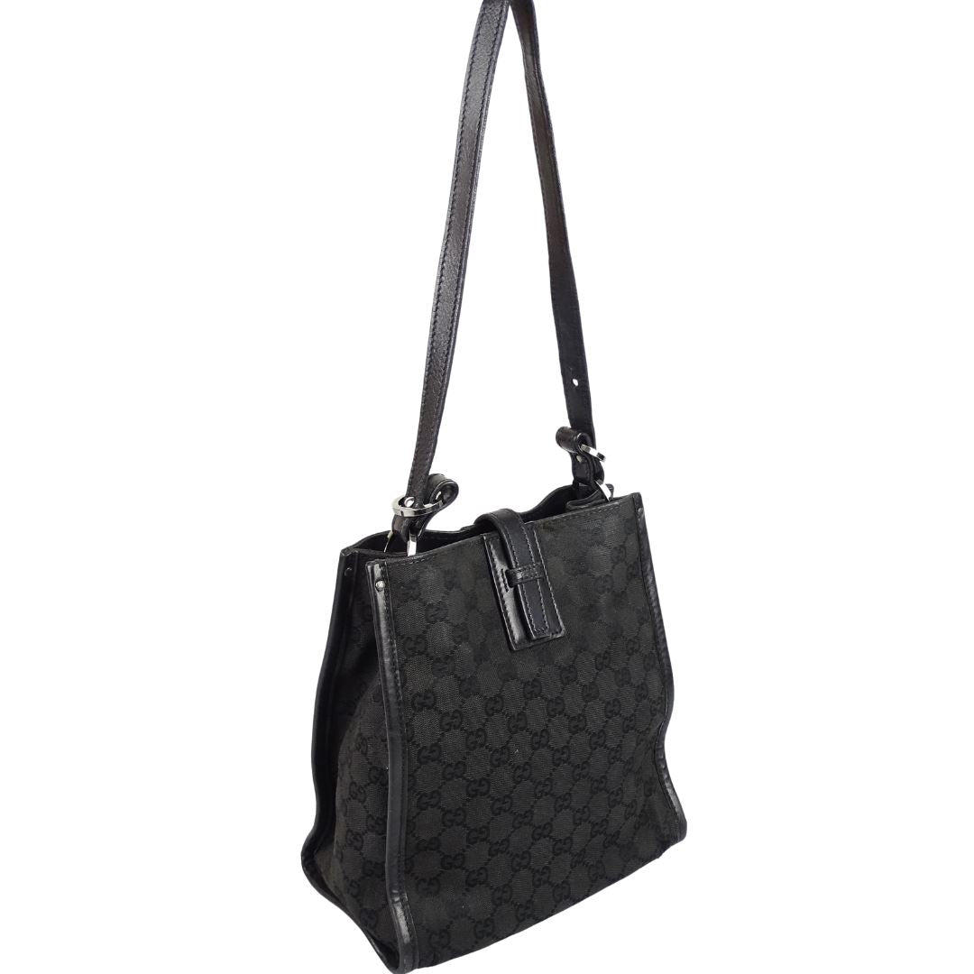 Gucci Vintage Black GG Short Strap Shoulder Bag Bags Gucci