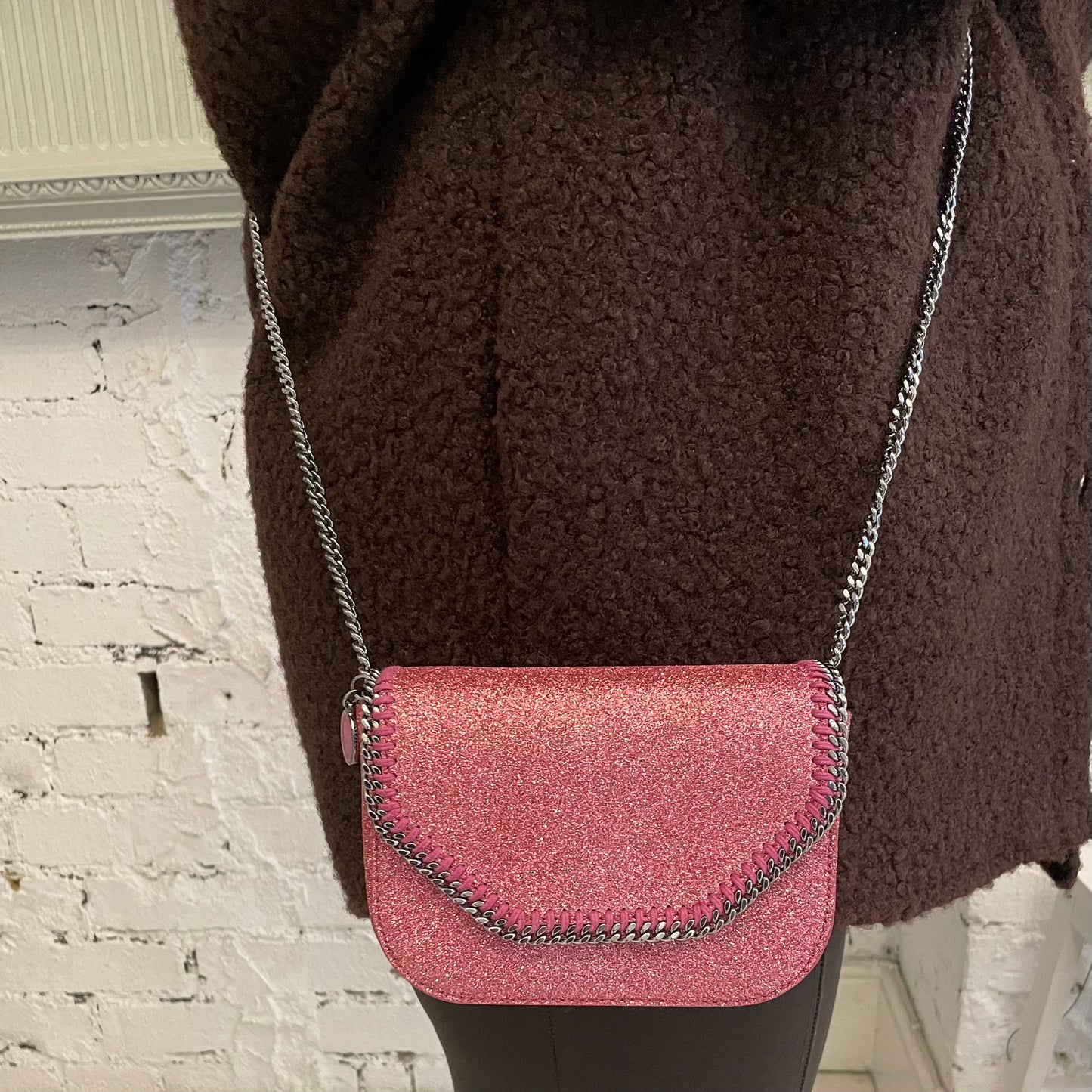 Stella McCartney Falabella Mini Box Glitter Pink