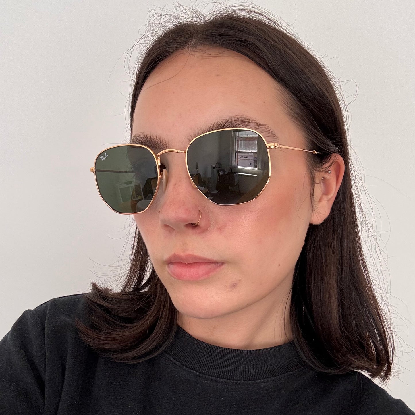 Ray Ban Hexagonal Sunglasses Gold/Green Lens