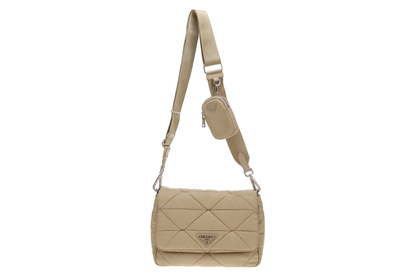 Prada Beige Quilted ReNylon Re-Edition Flap Bag