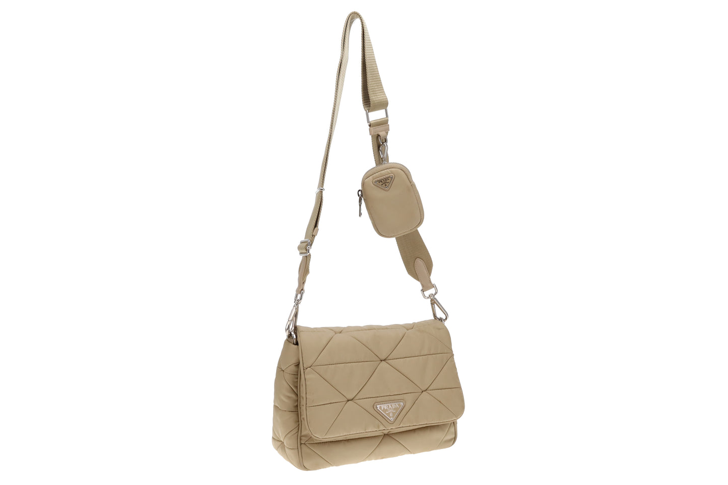 Prada Beige Quilted ReNylon Re-Edition Flap Bag