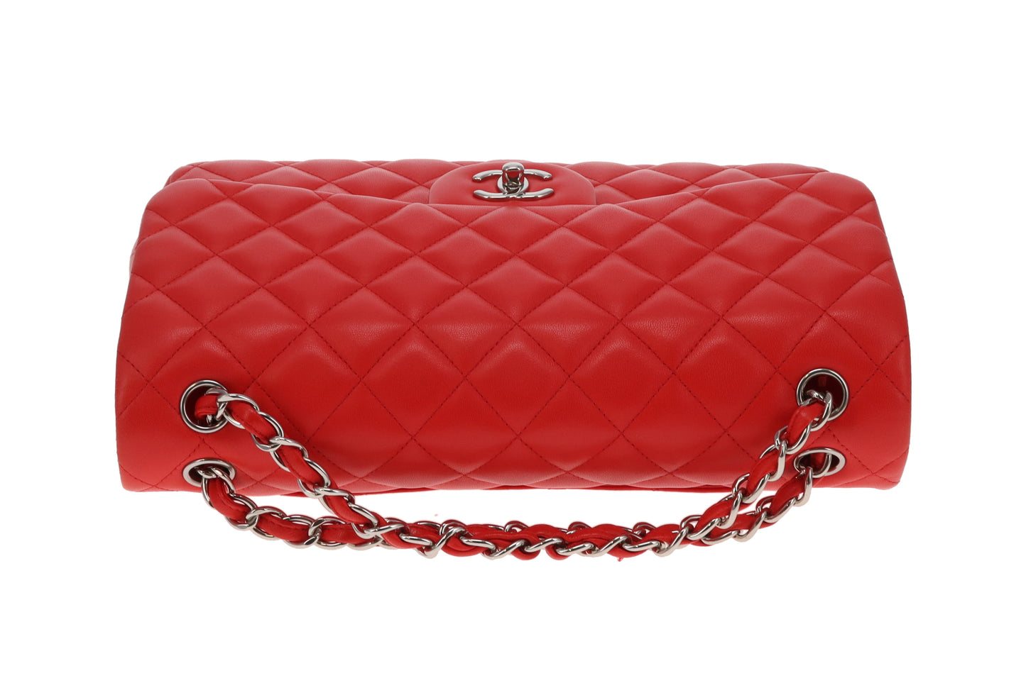 Chanel Classic Jumbo Double Flap Red Lambskin With Silver Hardware 2016/17