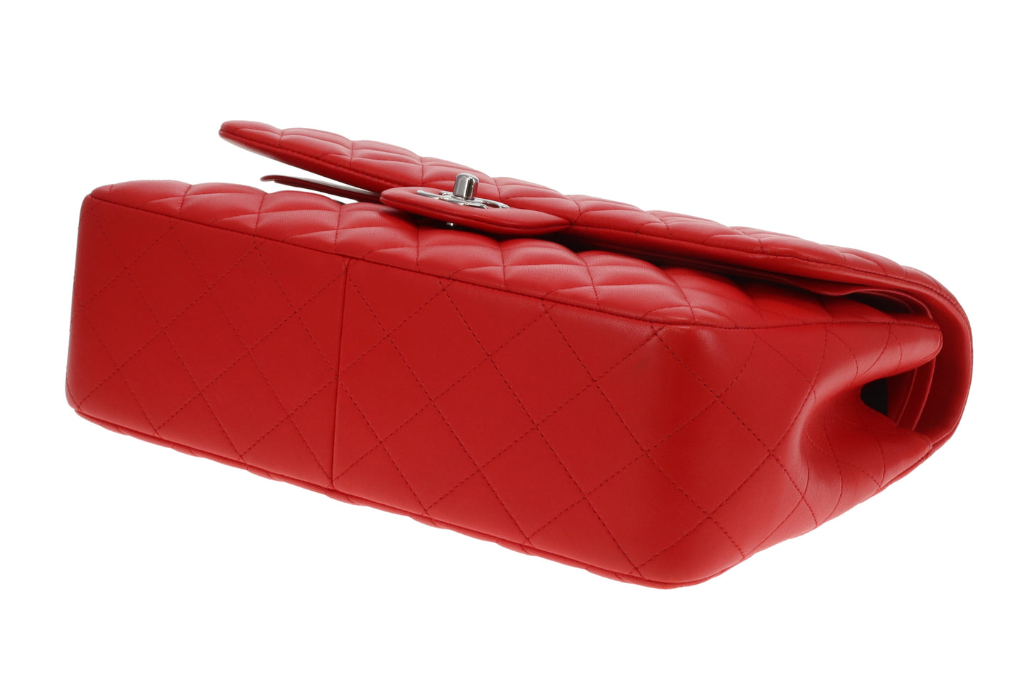 Chanel Classic Jumbo Double Flap Red Lambskin With Silver Hardware 2016/17