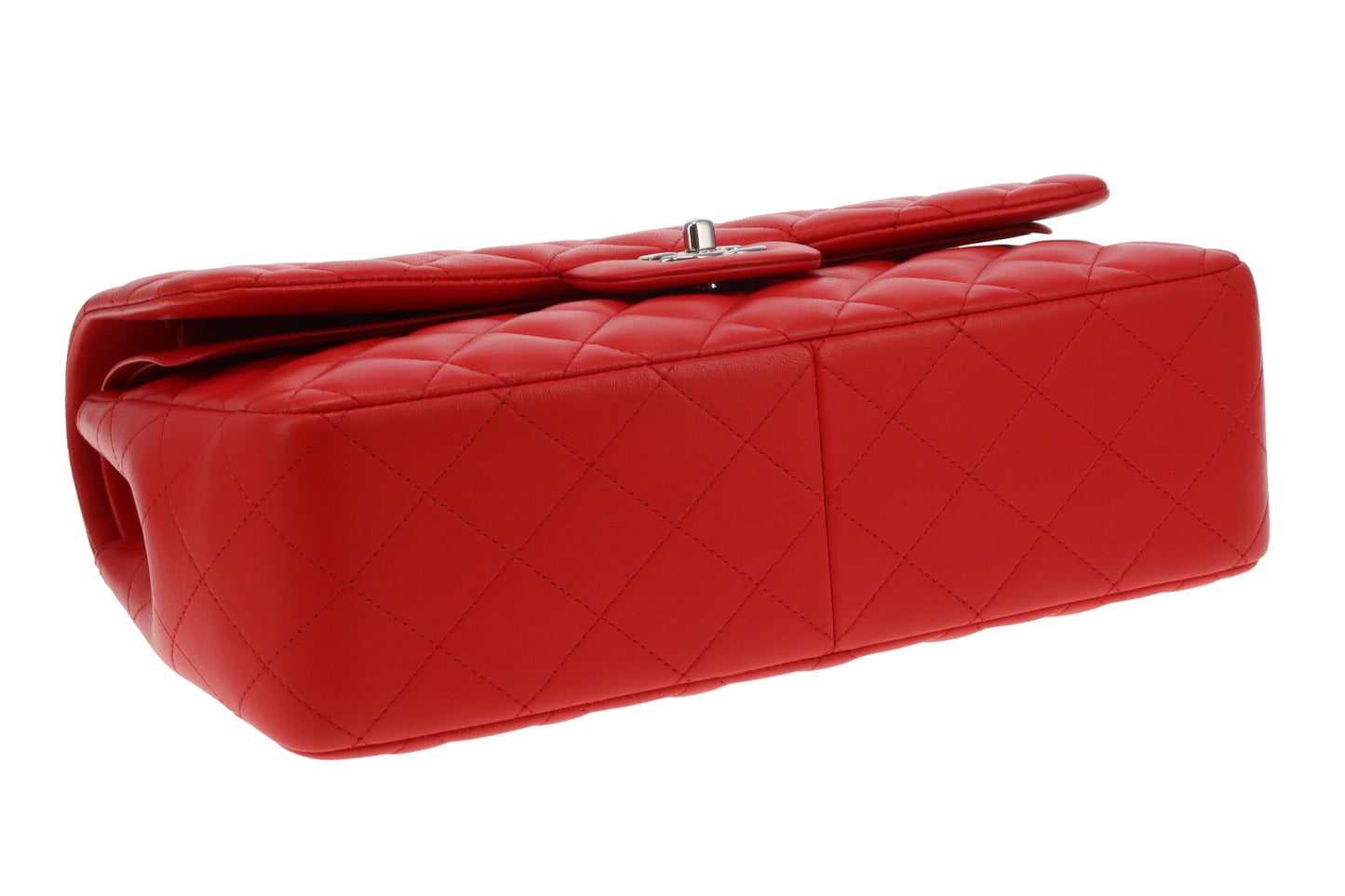 Chanel Classic Jumbo Double Flap Red Lambskin With Silver Hardware 2016/17