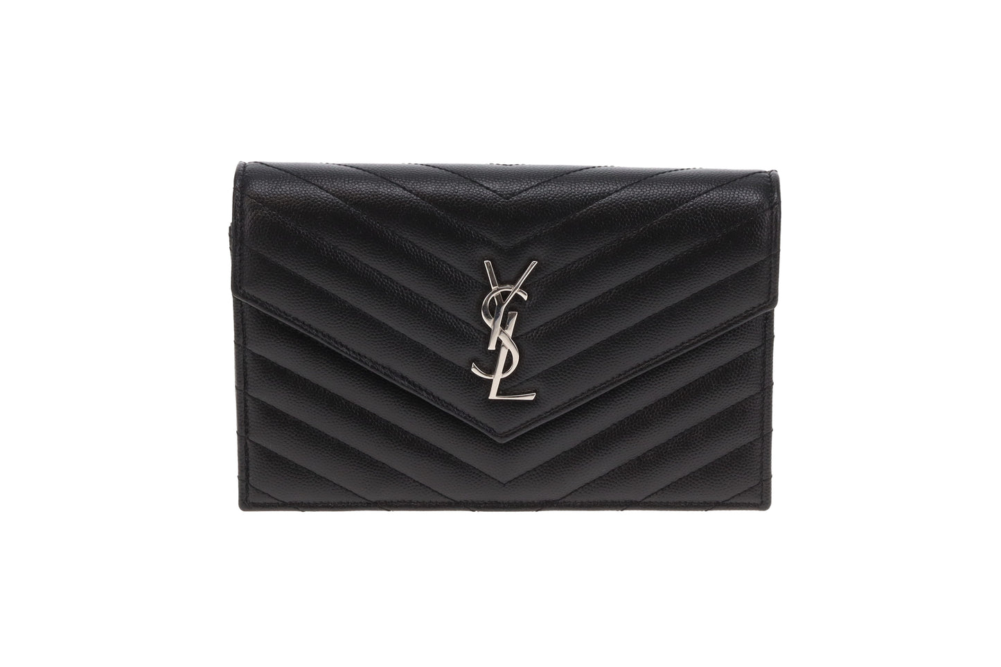 Saint Laurent Cassandra Envelope Wallet on Chain Black SHW 2022