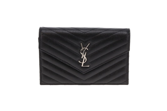 Saint Laurent Cassandra Envelope Wallet on Chain Black SHW 2022