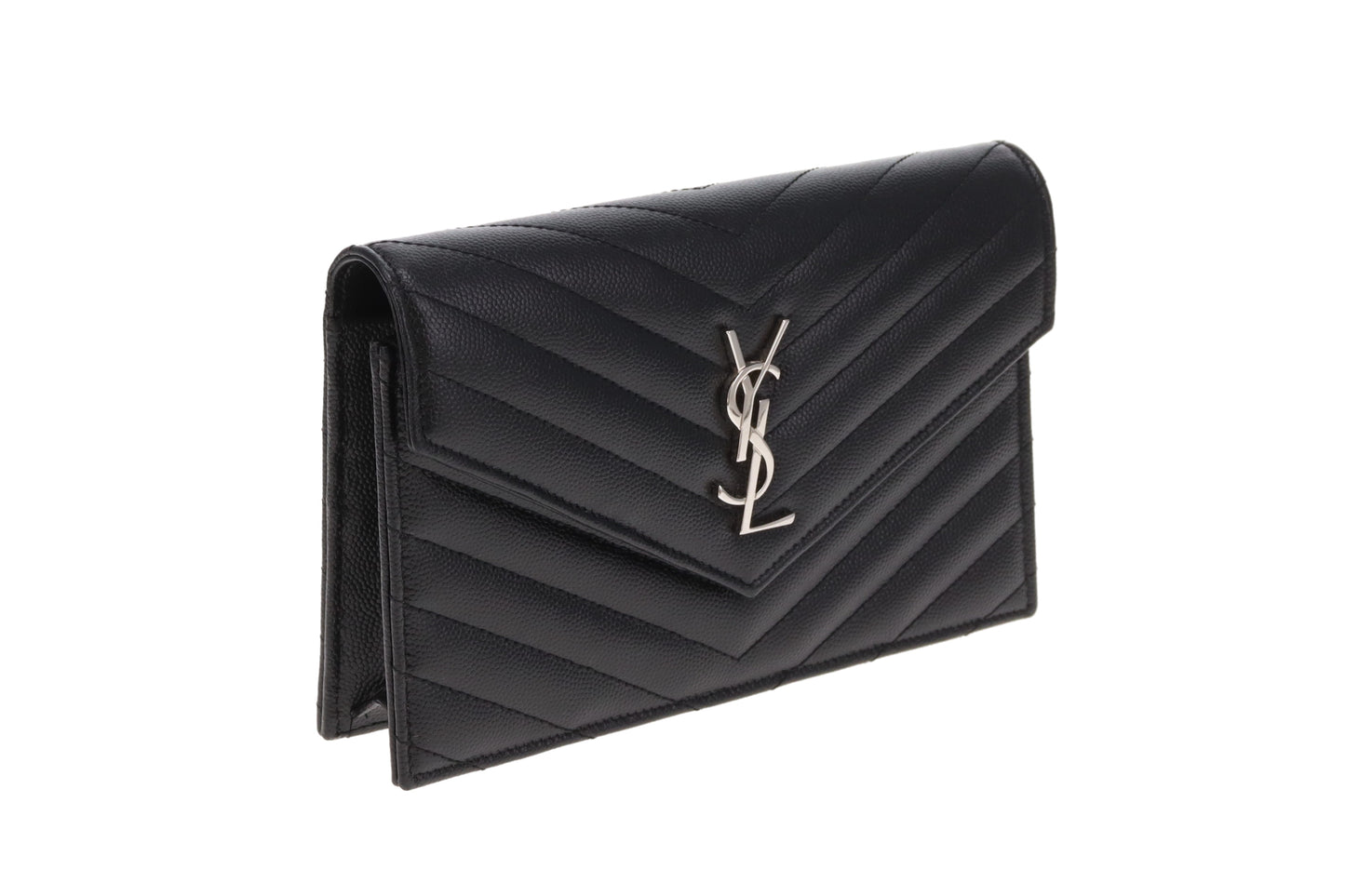 Saint Laurent Cassandra Envelope Wallet on Chain Black SHW 2022