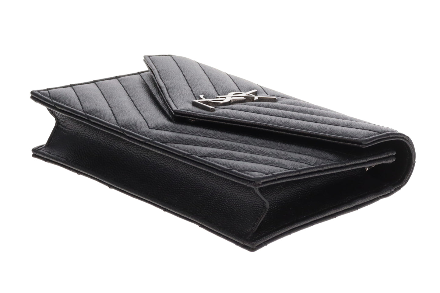 Saint Laurent Cassandra Envelope Wallet on Chain Black SHW 2022