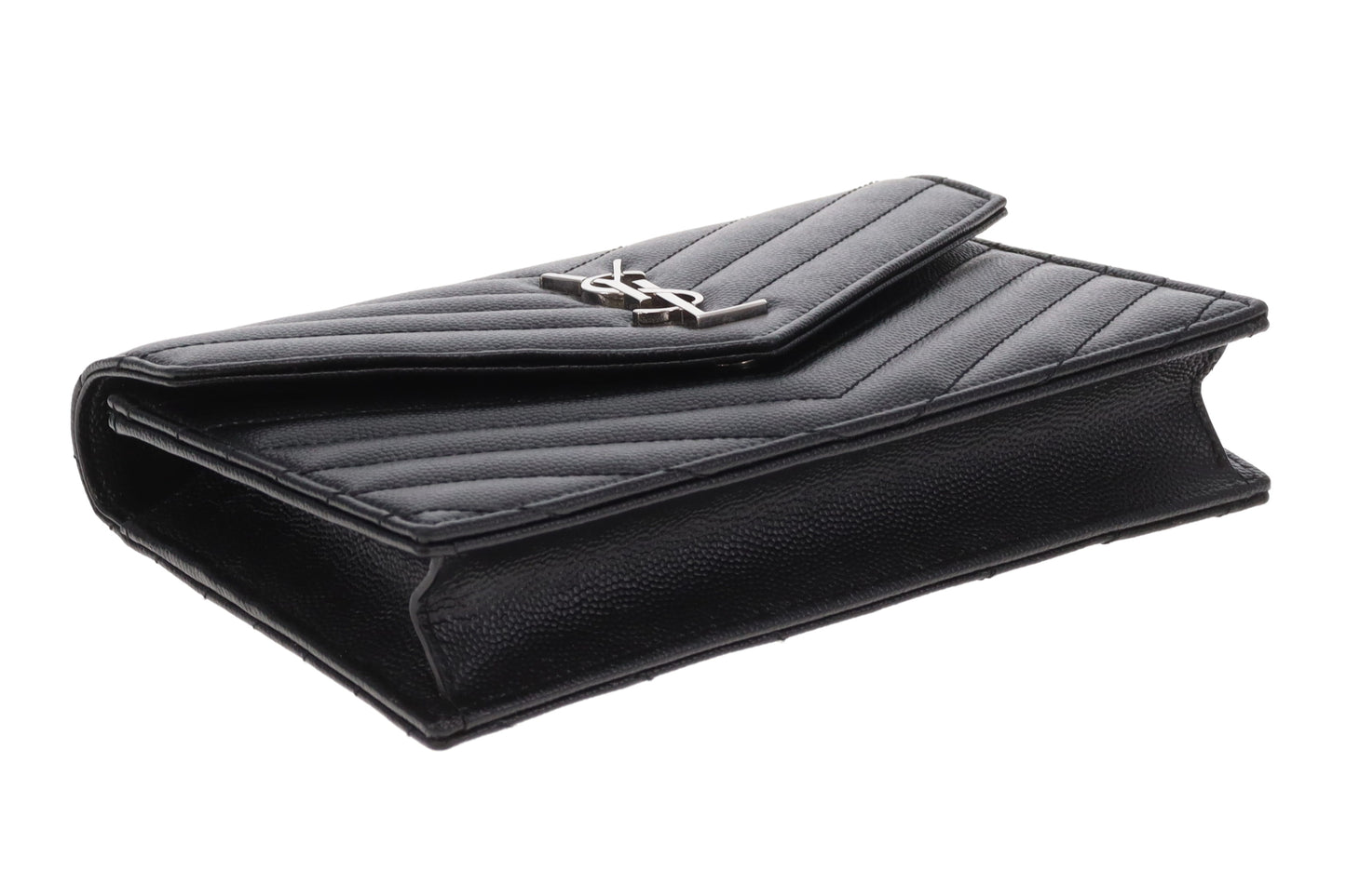 Saint Laurent Cassandra Envelope Wallet on Chain Black SHW 2022