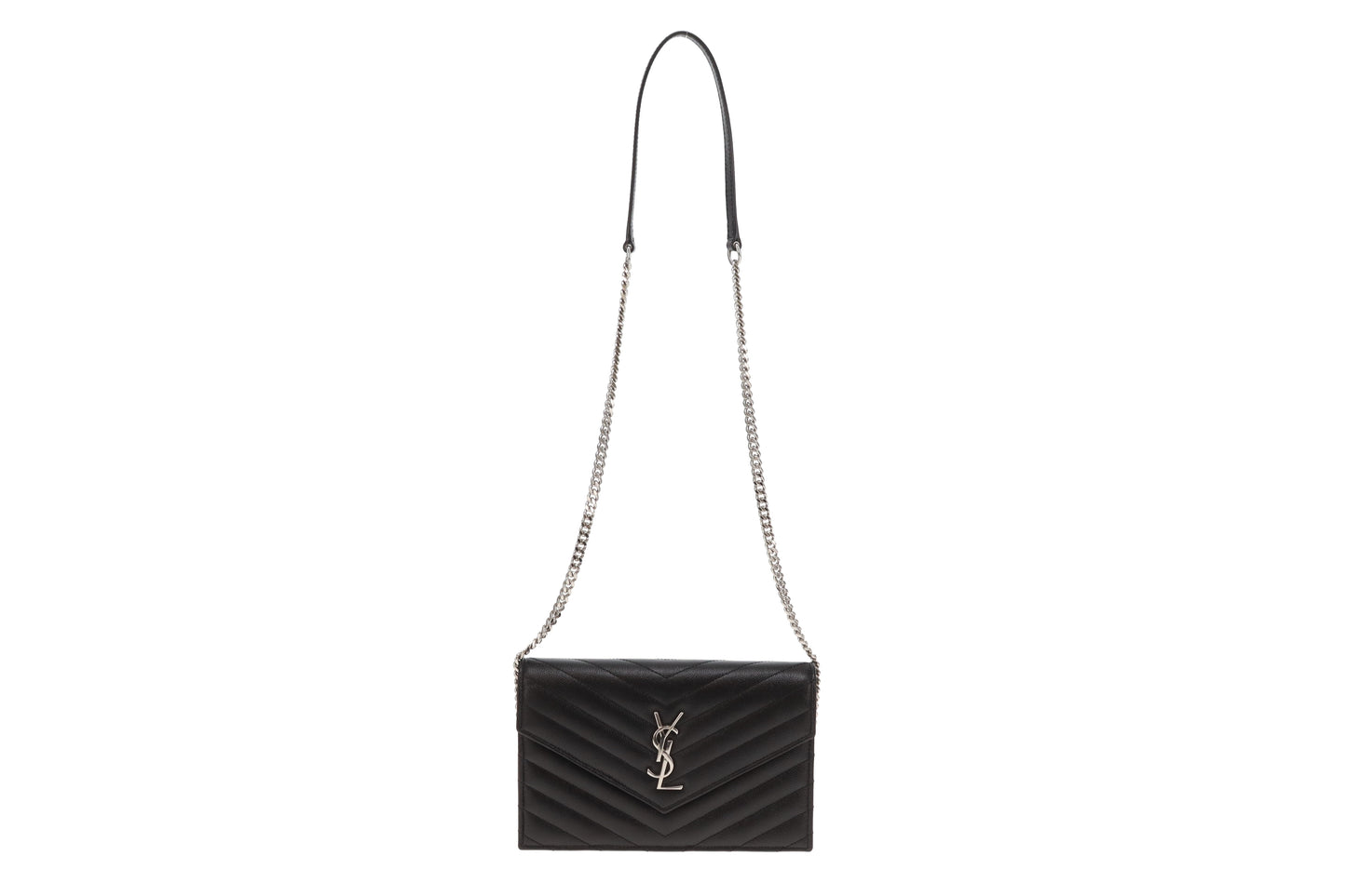 Saint Laurent Cassandra Envelope Wallet on Chain Black SHW 2022