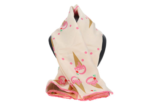 Gucci Ice Cream Print 90cm Silk Scarf
