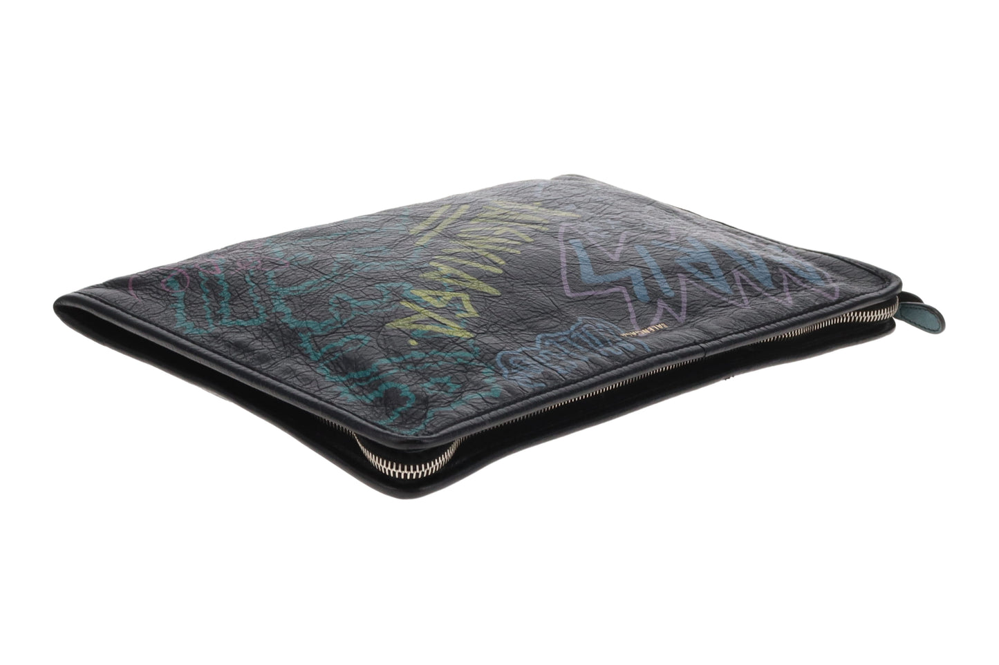 Balenciaga Bazar Graffiti Zip Pouch Leather