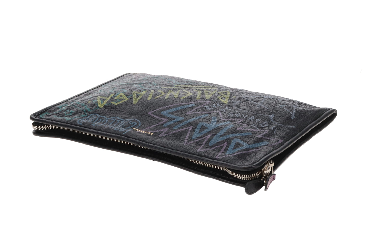 Balenciaga Bazar Graffiti Zip Pouch Leather