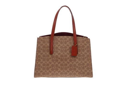 Coach Charlie Carryall Signature Canvas and Rust Leather