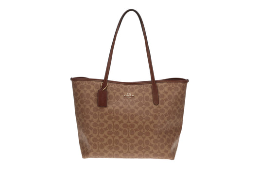 Coach City Tote Bag Tan In Signature Canvas