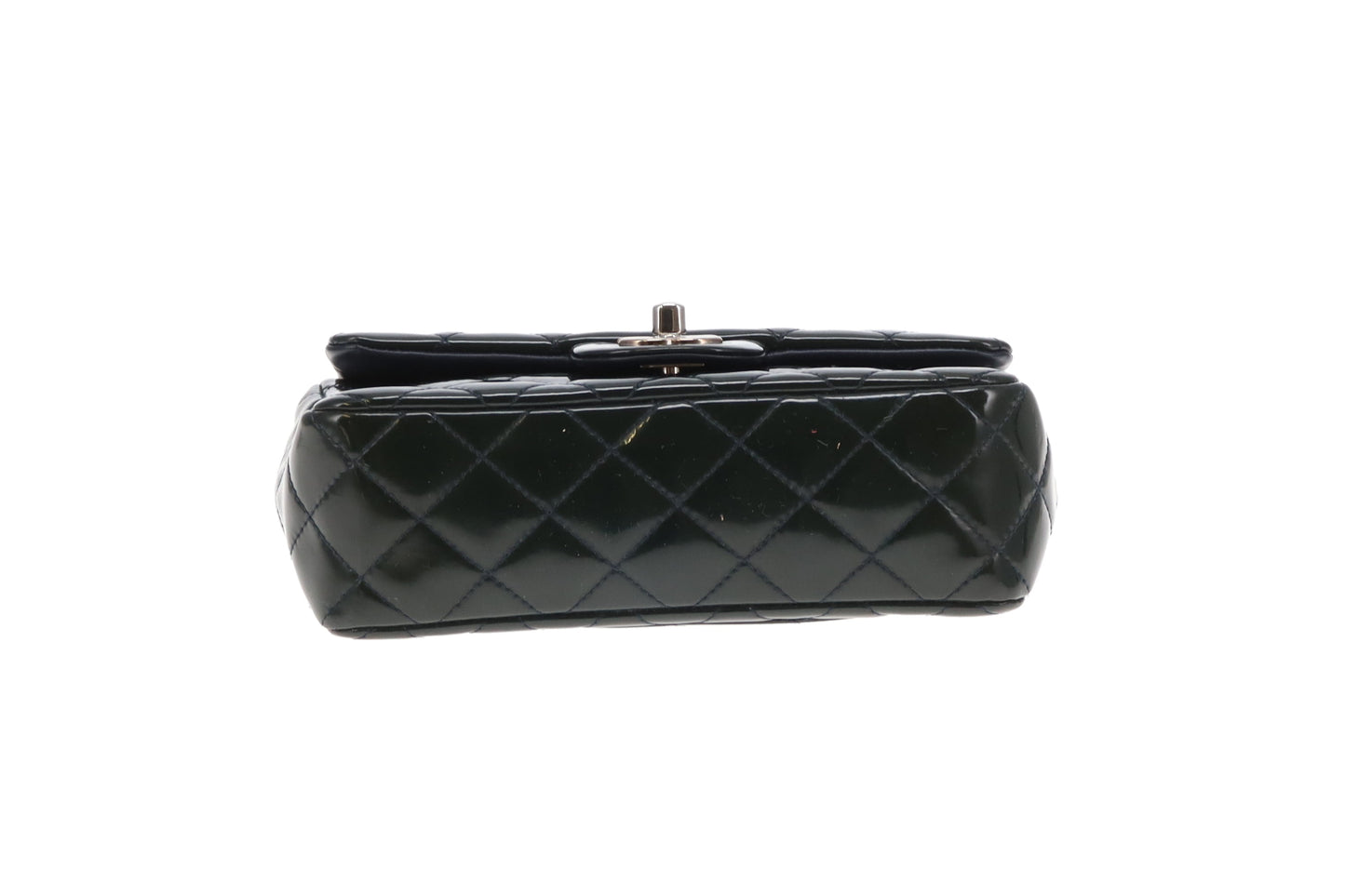 Chanel Classic Mini Rectangle Flap Dark Green Patent SHW 2013/14