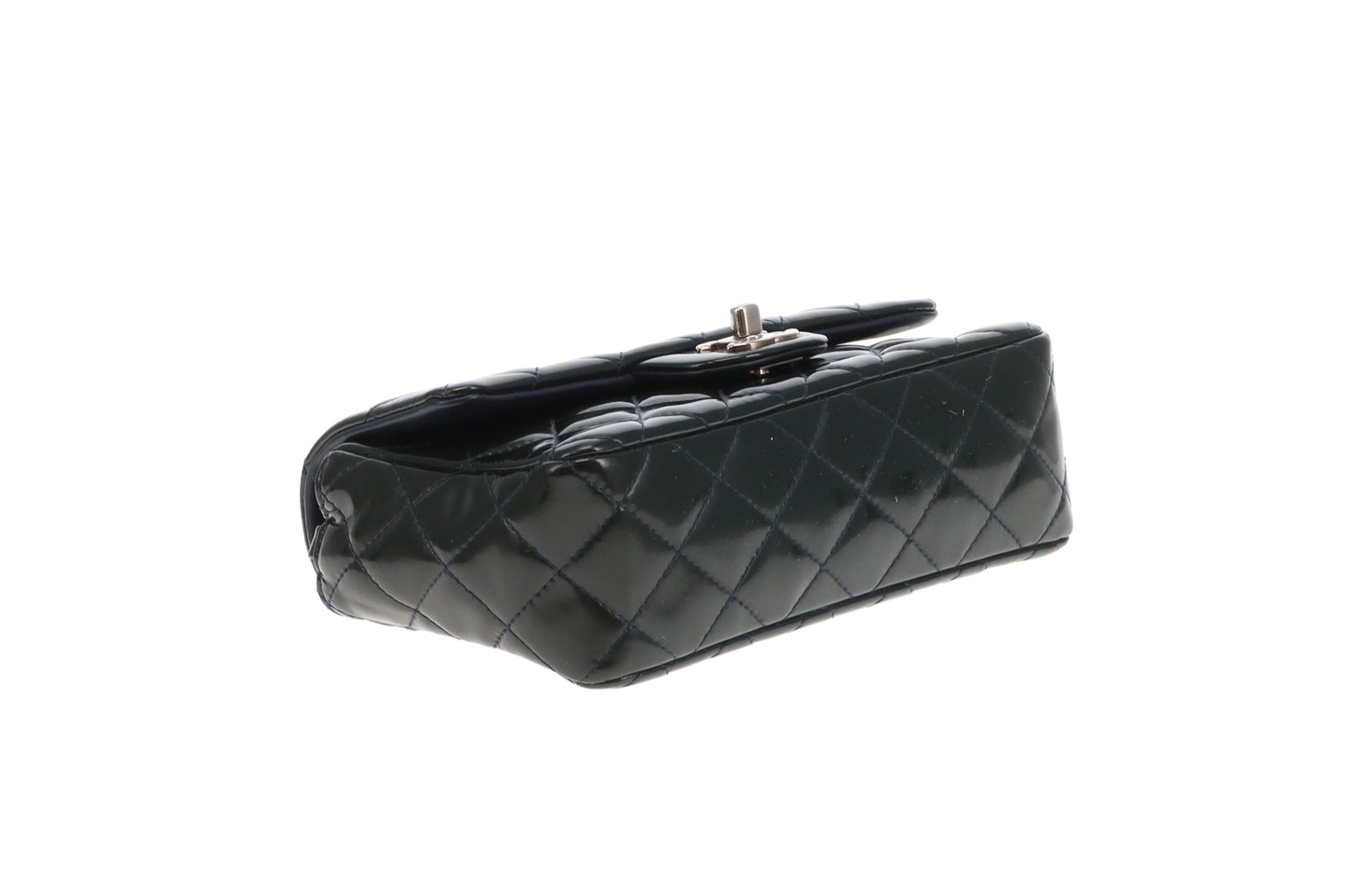 Chanel Classic Mini Rectangle Flap Dark Green Patent SHW 2013/14